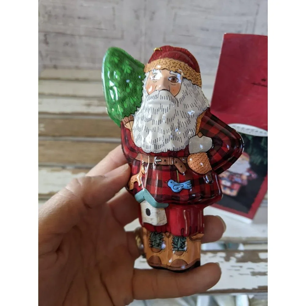 Hallmark woodland Santa Pressed Tin tree ornament‎